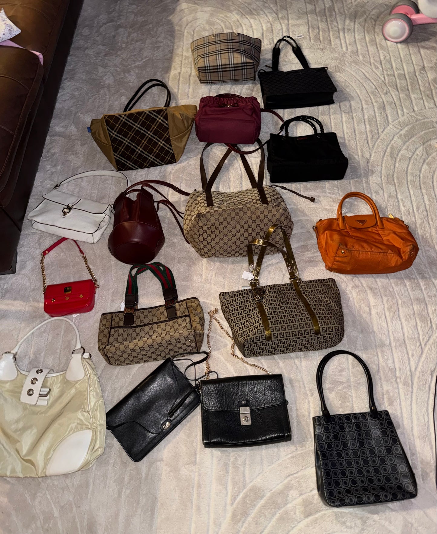 16 bag lot. Mixed authentic luxury