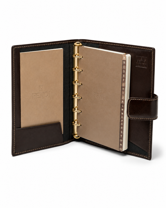 Vintage Fendi Zucca Agenda Planner with Inserts & Alphabet Dividers