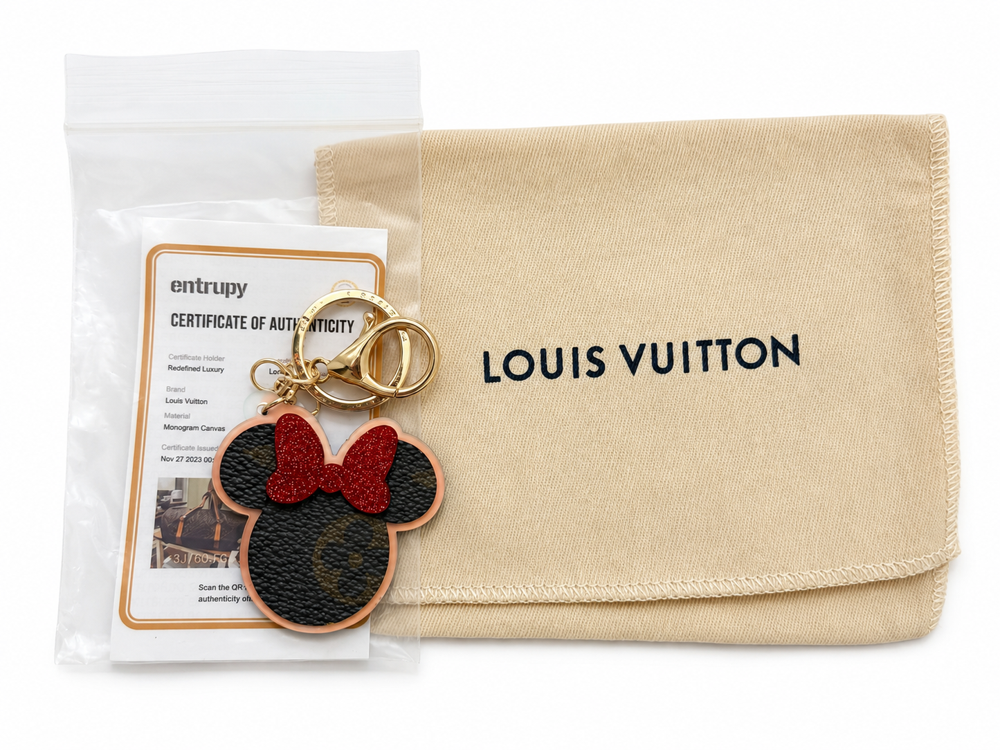 Upcycled Louis Vuitton Monogram Minnie Bag Charm with COA