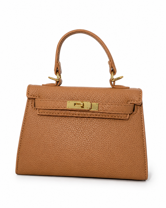 Mini Top Handle Fashion Bag Camel Premium Leather