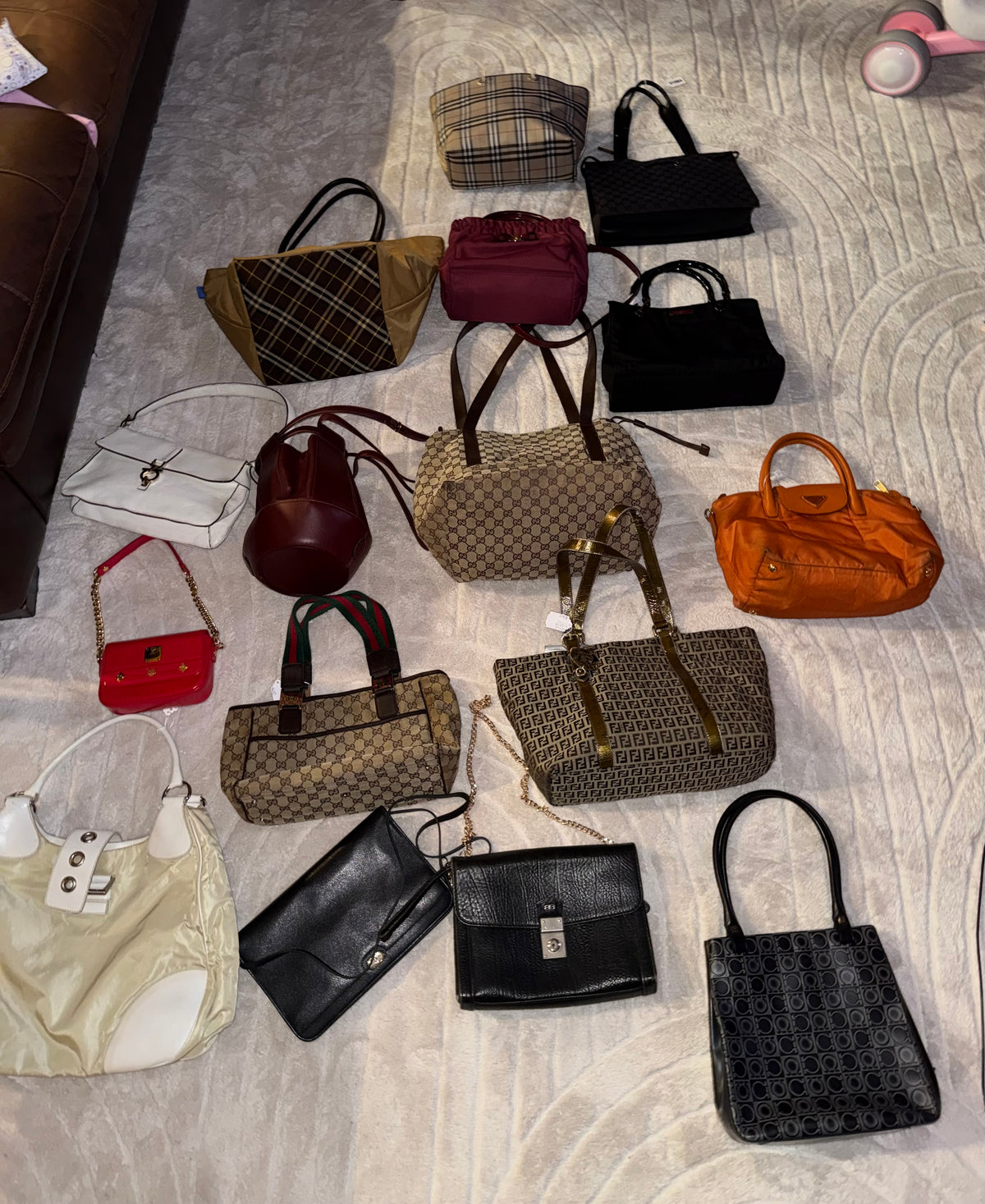16 bag lot. Mixed authentic luxury