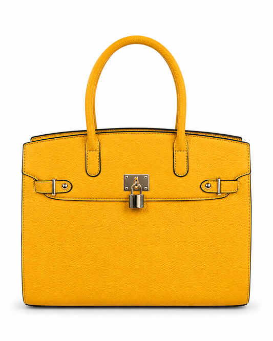 Structured Tote with Lock Detail & Crossbody Strap