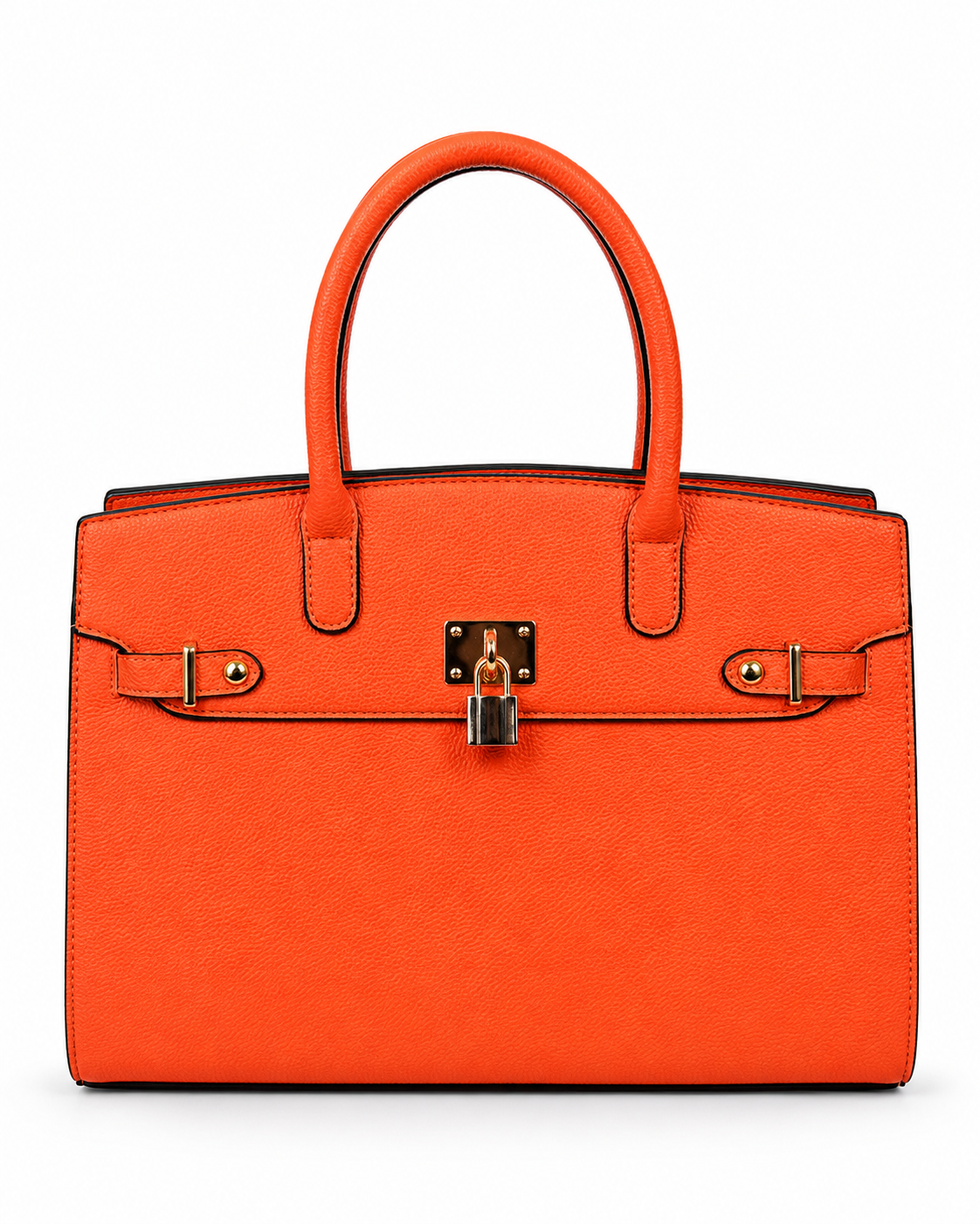Structured Tote with Lock Detail & Crossbody Strap