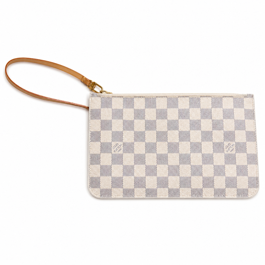 Louis Vuitton Neverfull MM Pouch in Damier Azur + COA & LV Dustbag