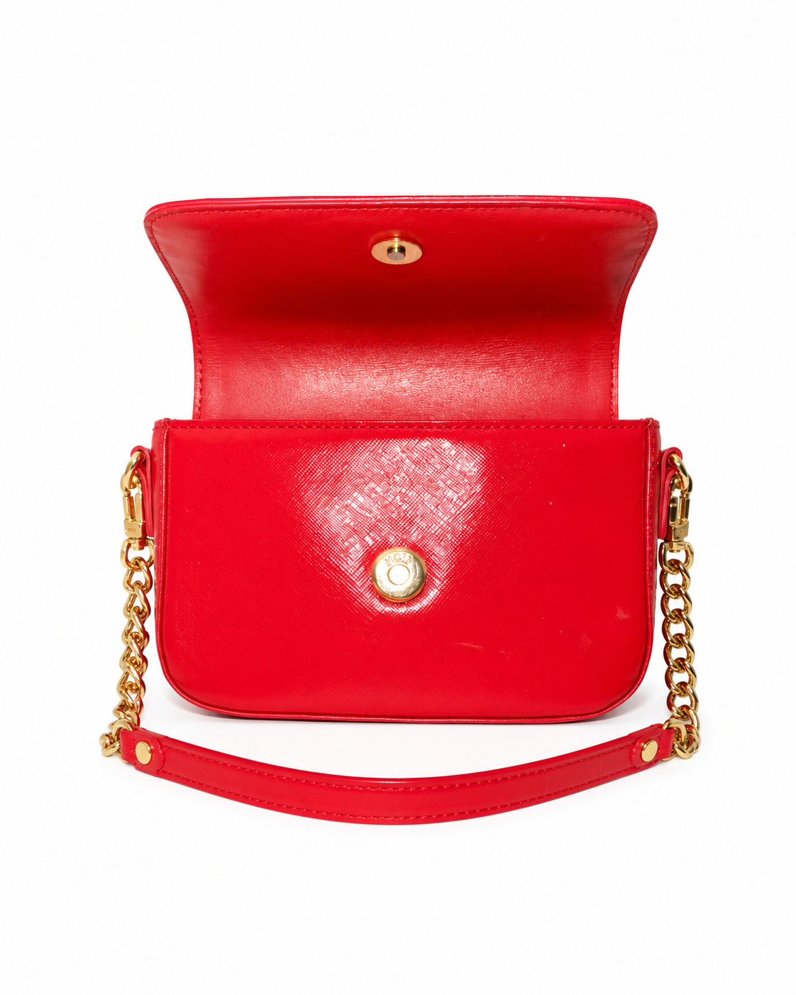MCM Red Leather Chain Shoulder Bag