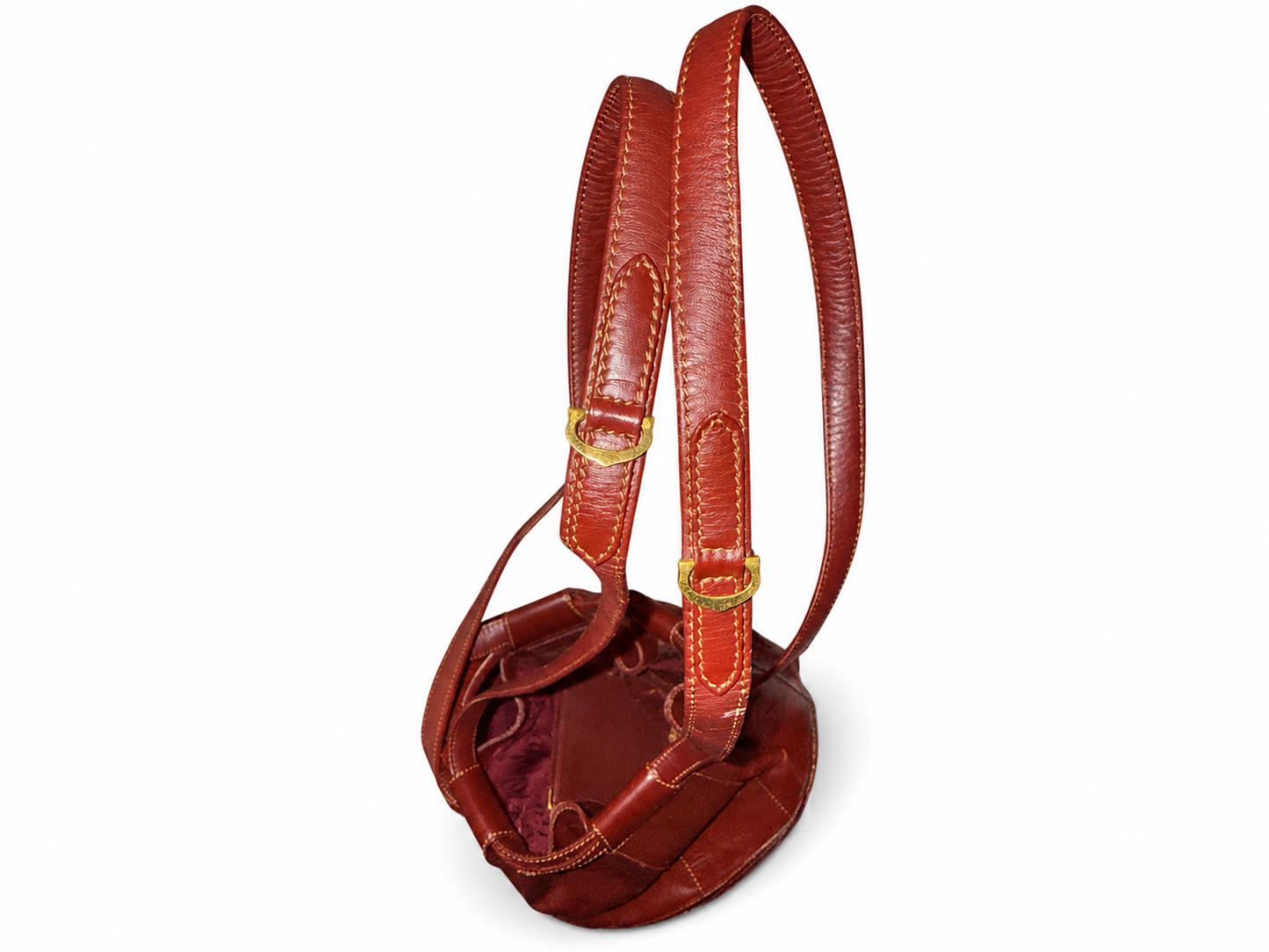 Authentic Vintage Must de Cartier Burgundy Bucket Bag & Wallet Bundle