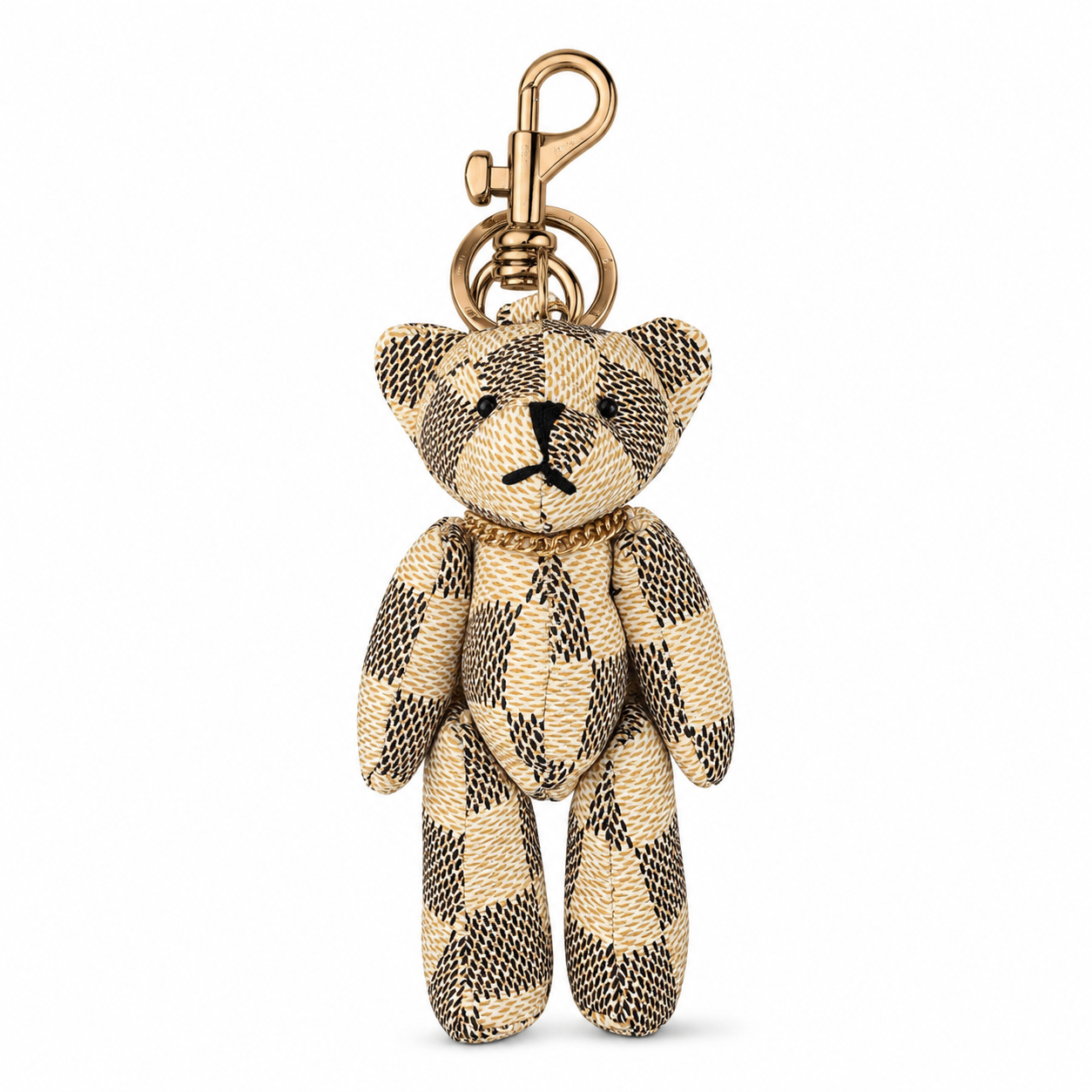 Upcycled LV Damier Azur Teddy Bear Bag Charm