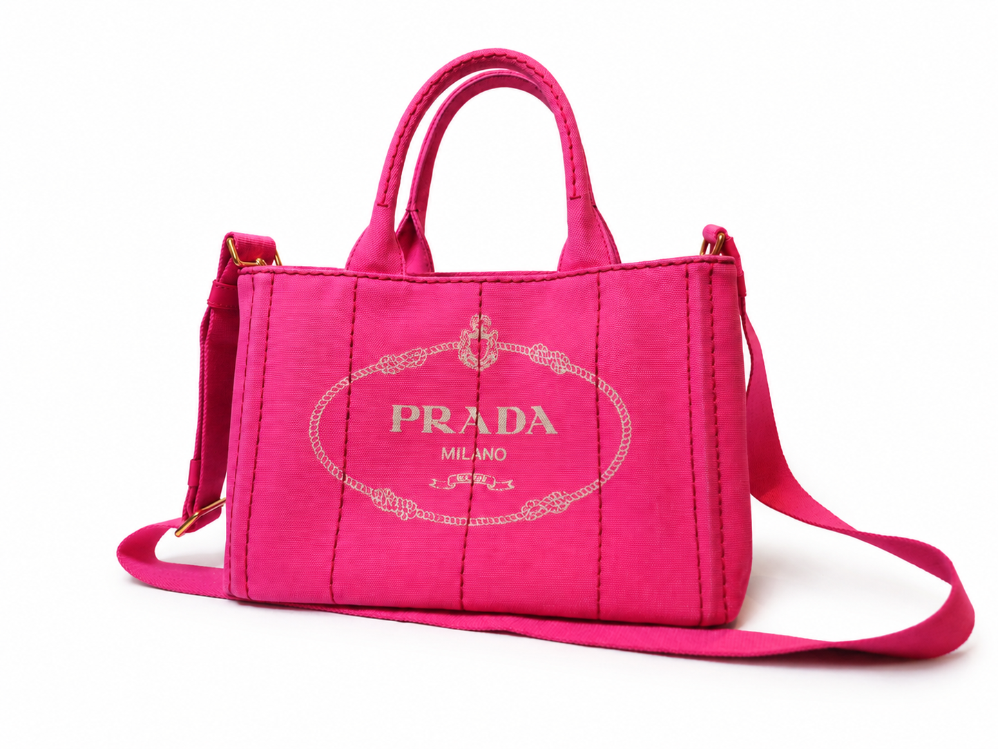 Prada Pink Canapa Tote with Shoulder Strap