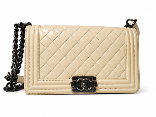 Chanel Patent Leather Boy bag- Cream