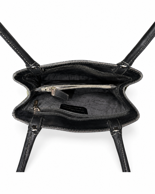Ferragamo Gancini Black Leather Tote Bag