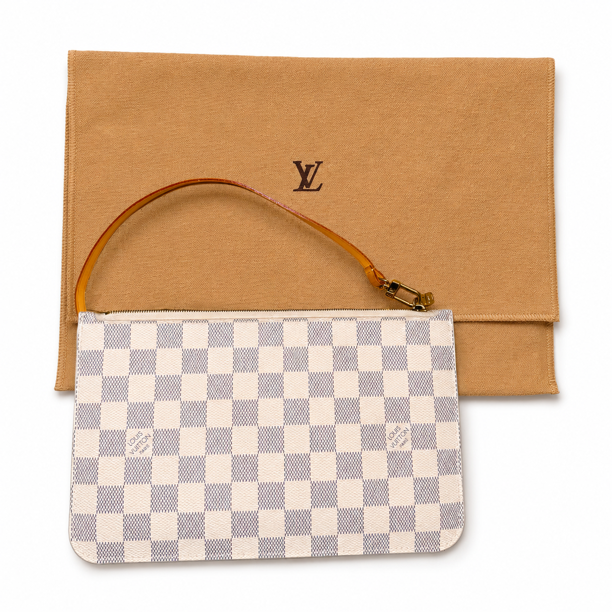 Louis Vuitton Neverfull MM Pouch in Damier Azur + COA & LV Dustbag