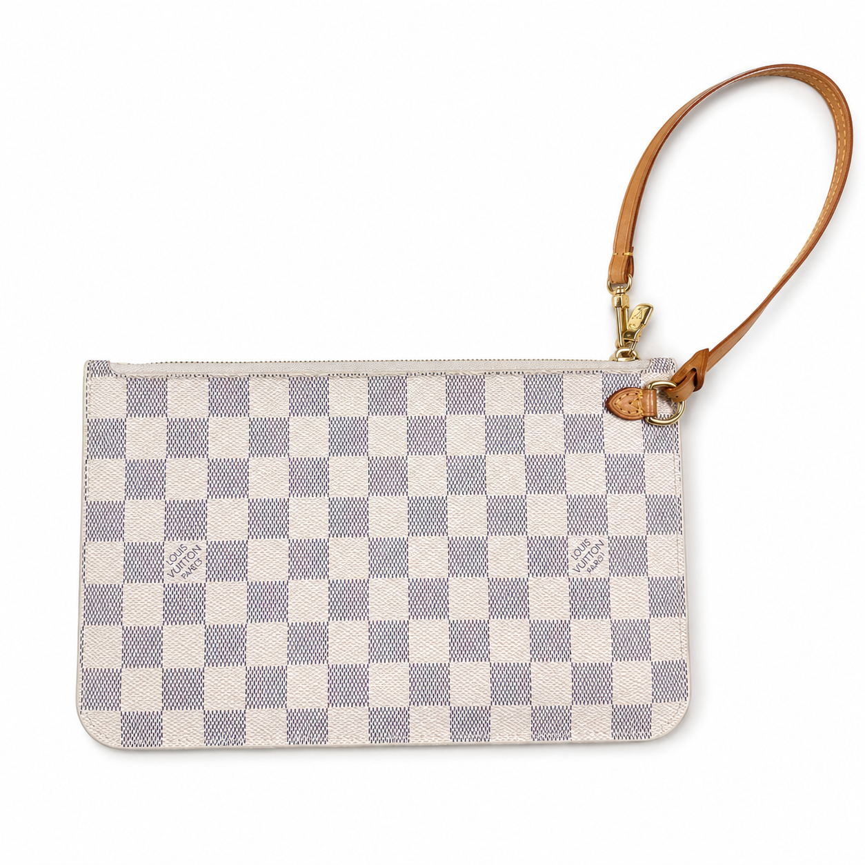 Louis Vuitton Neverfull MM Pouch in Damier Azur + COA & LV Dustbag