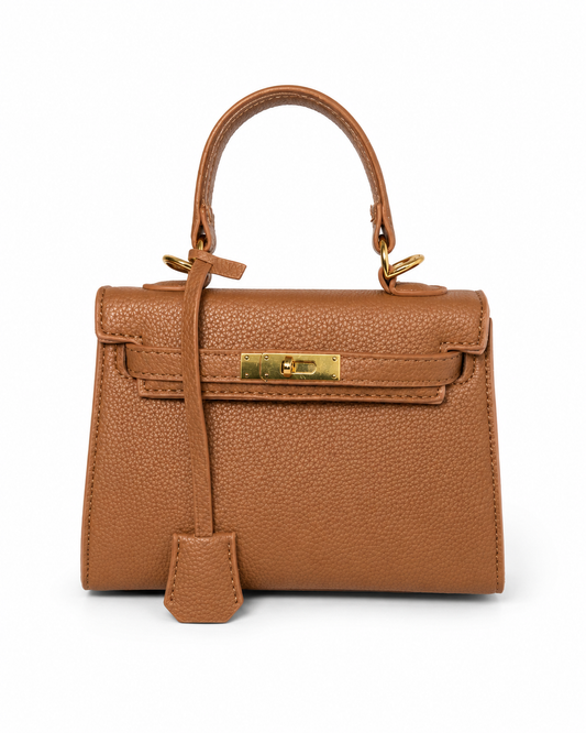 Mini Top Handle Fashion Bag Camel Premium Leather