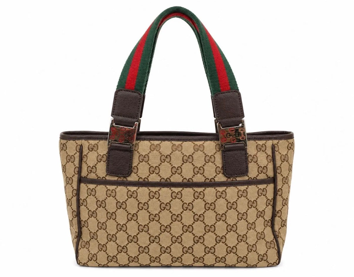 Gucci GG Canvas Web Handle Tote Bag- Vintage Preowned