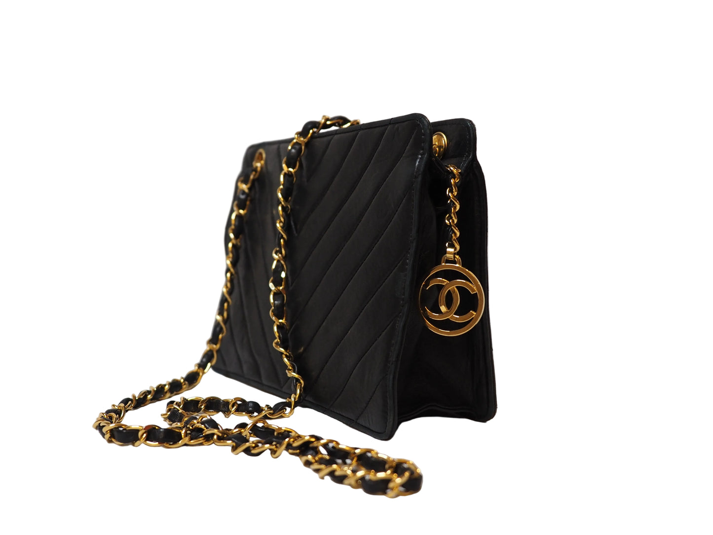Chanel Black Lambskin Chain Bag