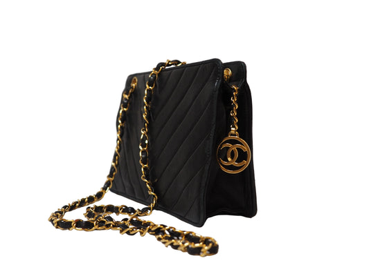 Chanel Black Lambskin Chain Bag