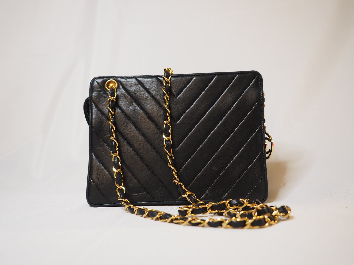 Chanel Black Lambskin Chain Bag