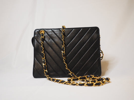Chanel Black Lambskin Chain Bag