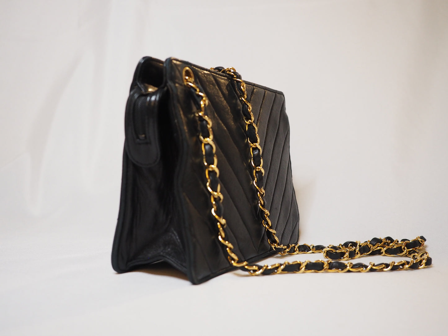 Chanel Black Lambskin Chain Bag