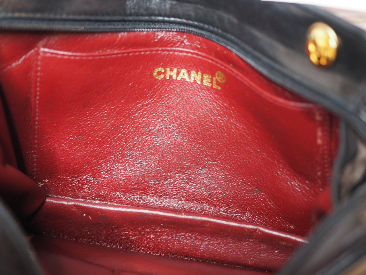 Chanel Black Lambskin Chain Bag