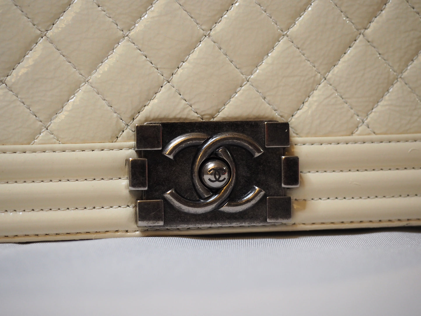 Chanel Patent Leather Boy bag- Cream