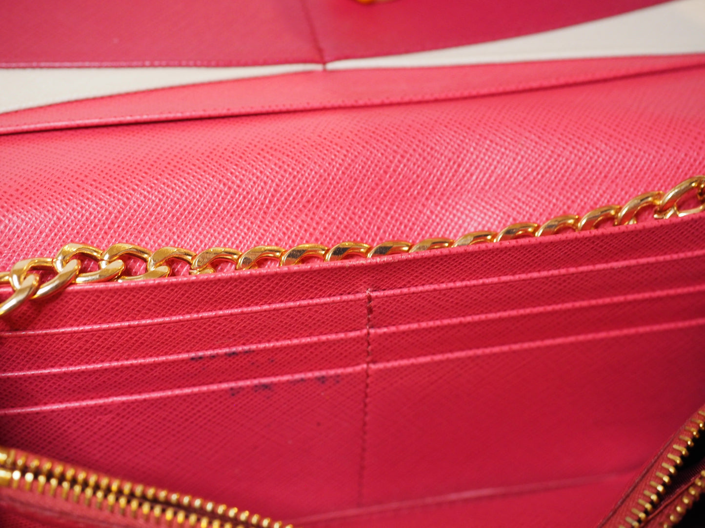 Prada Black Saffiano Leather Wallet with Pink Interior