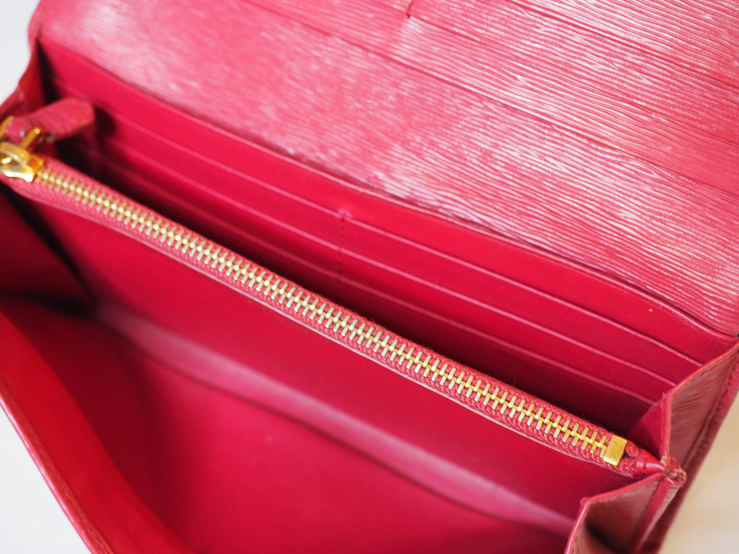 Pink Prada Saffiano Long Wallet with Aftermarket Chain