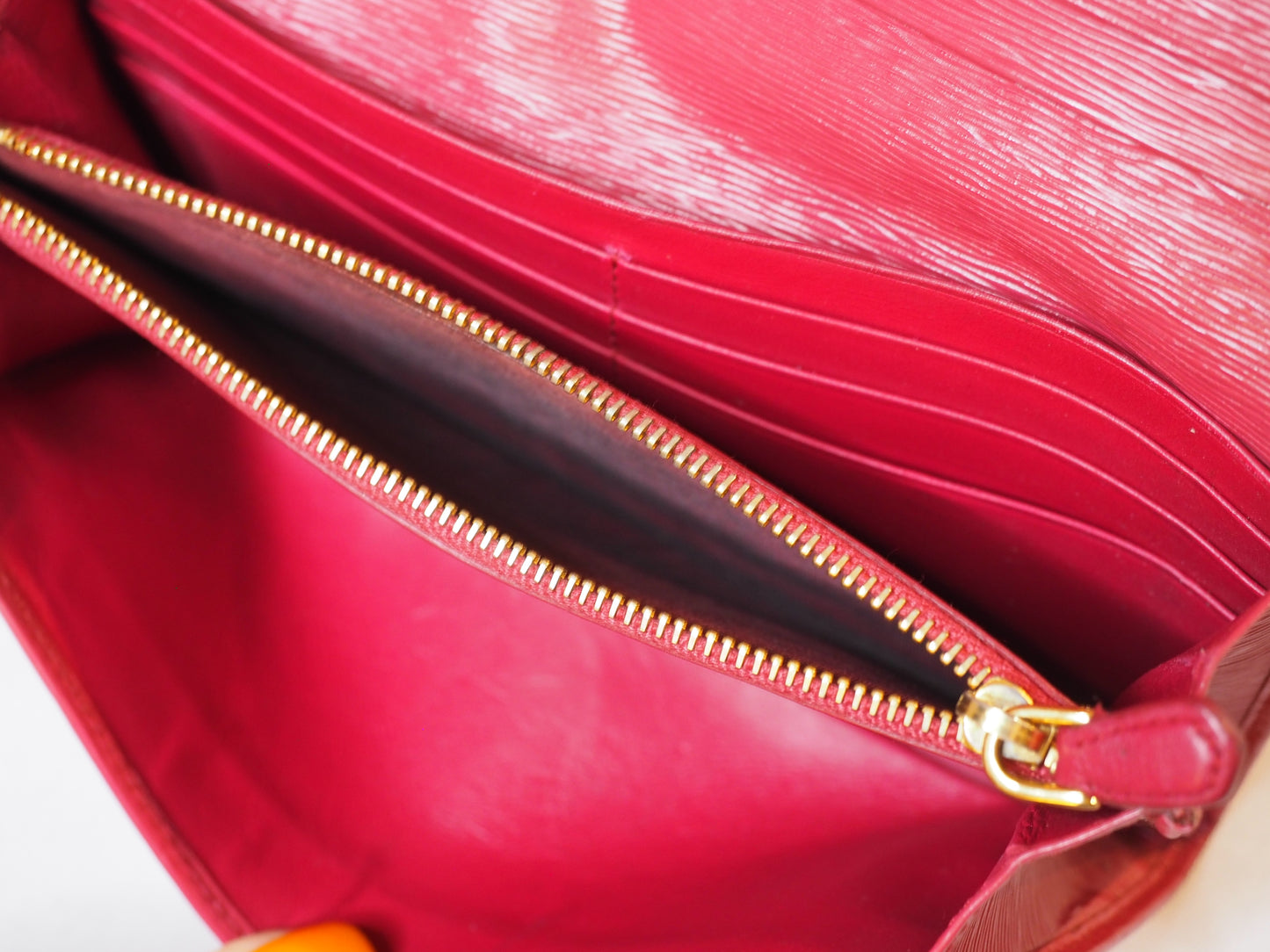 Pink Prada Saffiano Long Wallet with Aftermarket Chain