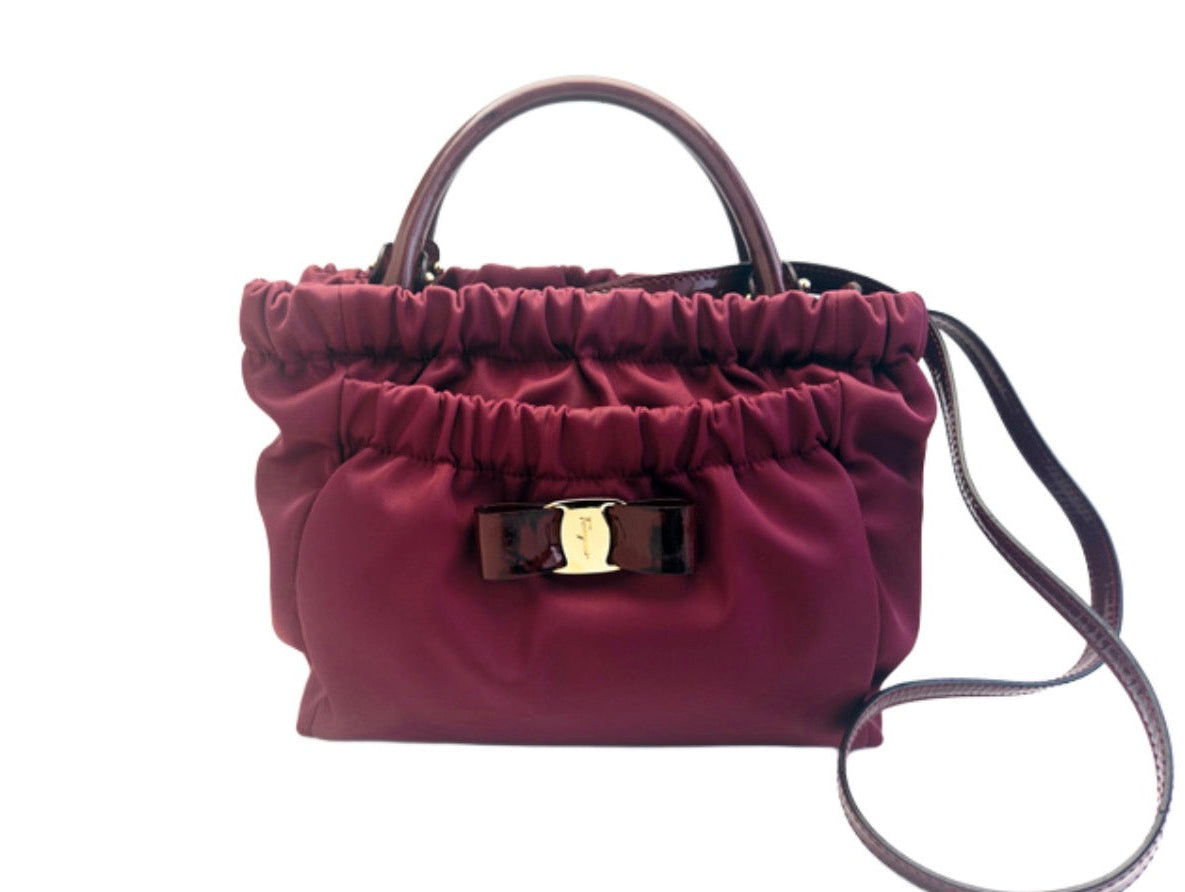 Salvatore Ferragamo Vara Bow Mini Satchel Crossbody Bag – Burgundy