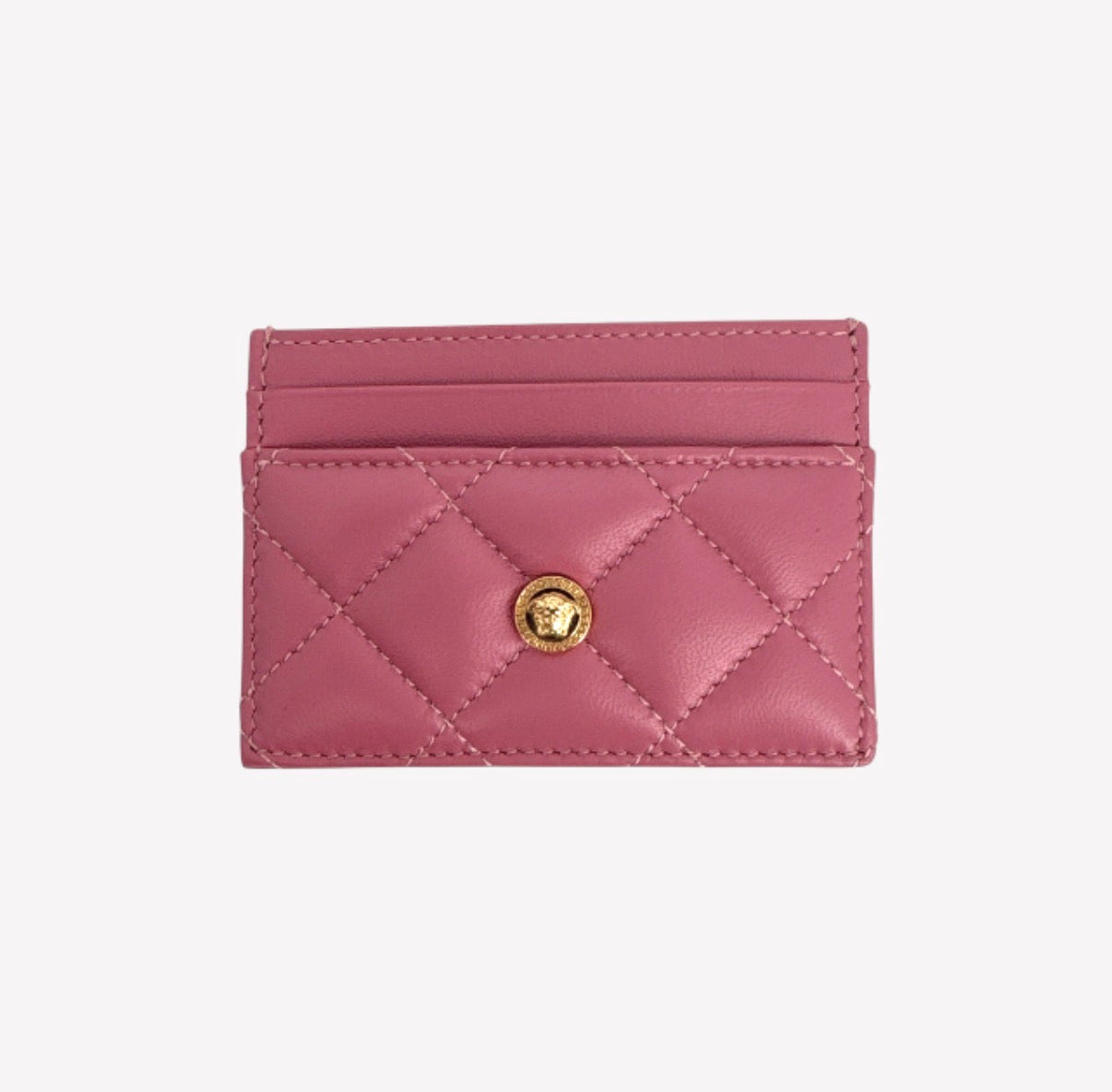 Authentic Versace Pink Quilted Medusa Card Holder