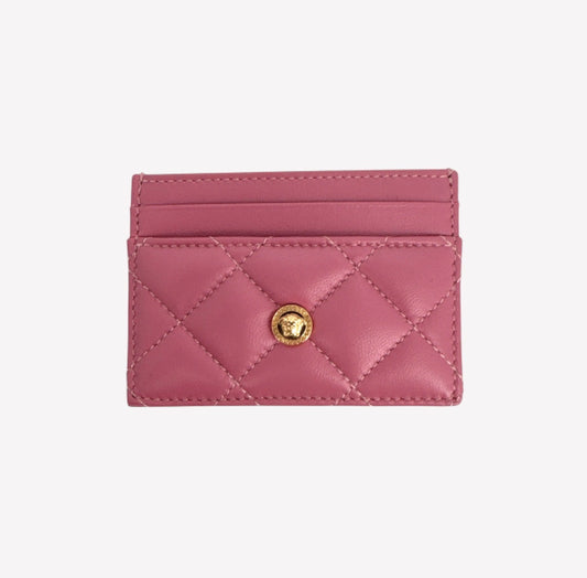 Authentic Versace Pink Quilted Medusa Card Holder